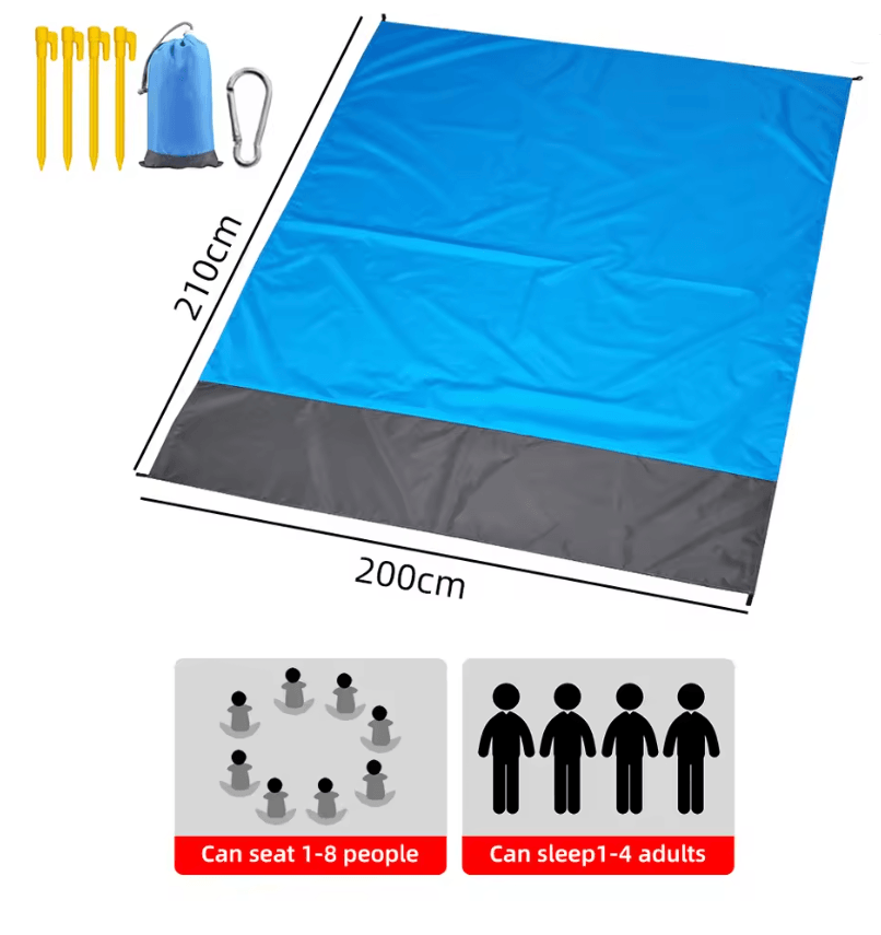 Waterproof Pocket Beach Blanket Portable Sand Free Picnic Mat 2