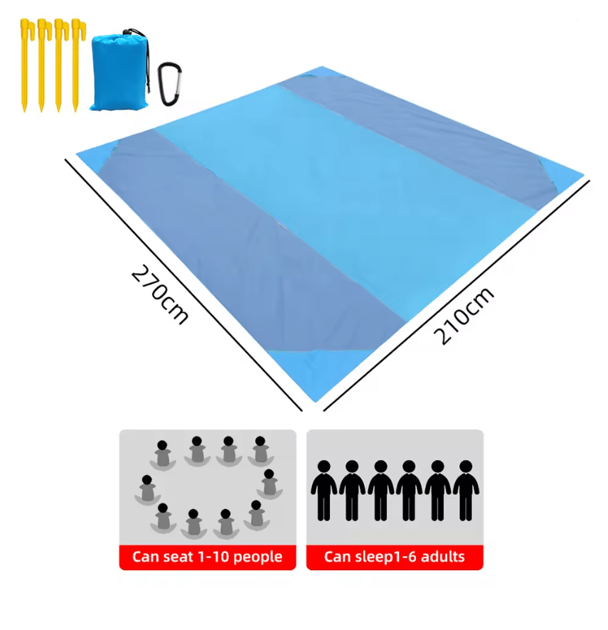 Waterproof Pocket Beach Blanket Portable Sand Free Picnic Mat 3