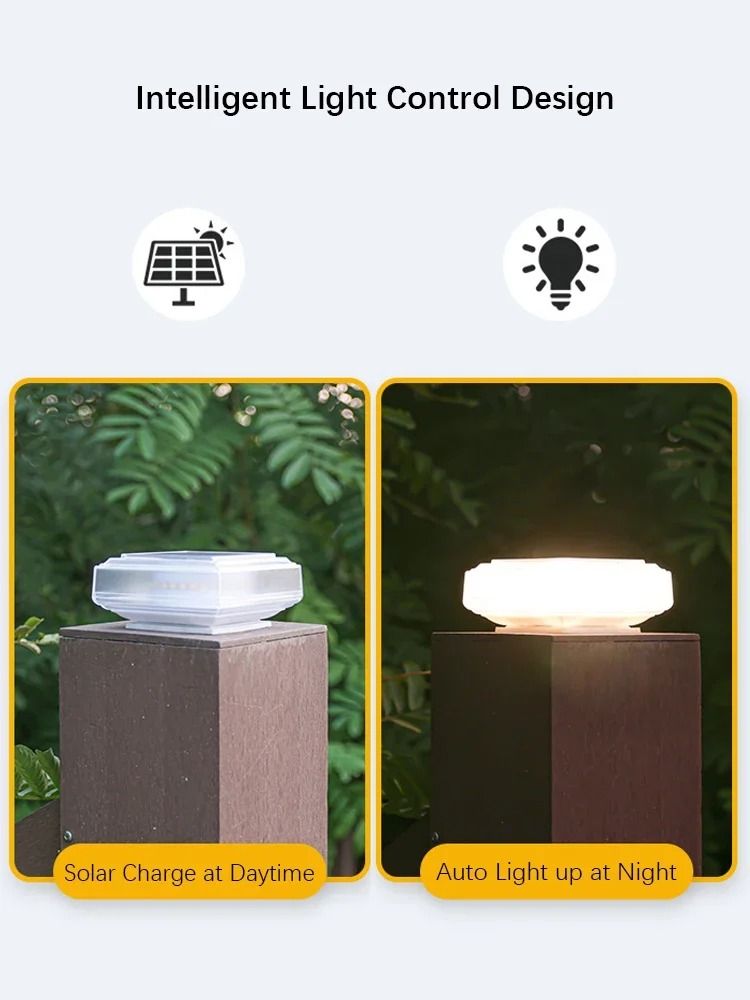 LED Solar Pillar Post Cap Light Waterproof Outdoor Decor 1