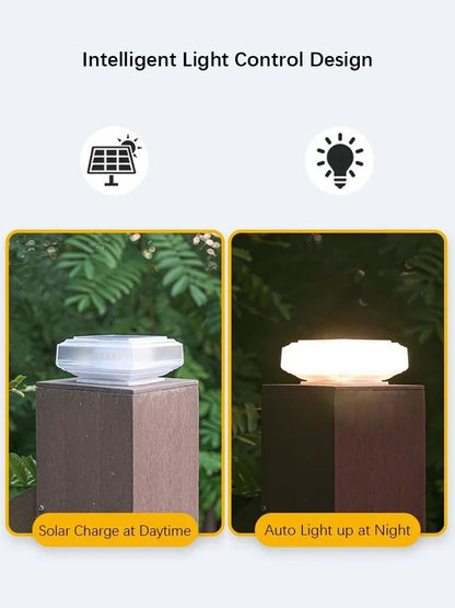 LED Solar Pillar Post Cap Light Waterproof Outdoor Decor 1