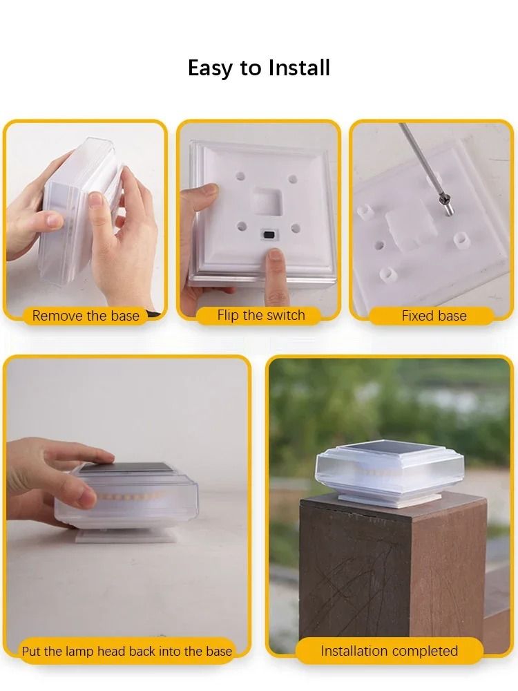 LED Solar Pillar Post Cap Light Waterproof Outdoor Decor 3