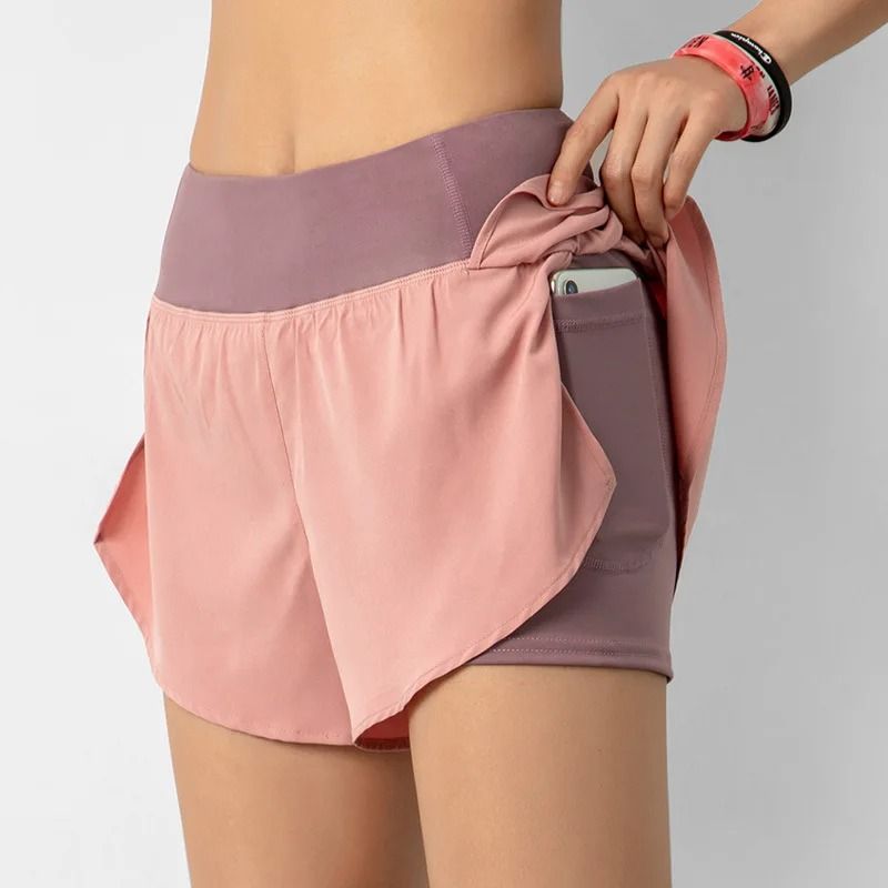 Spring Summer Women Double Layer Running Shorts for Fitness