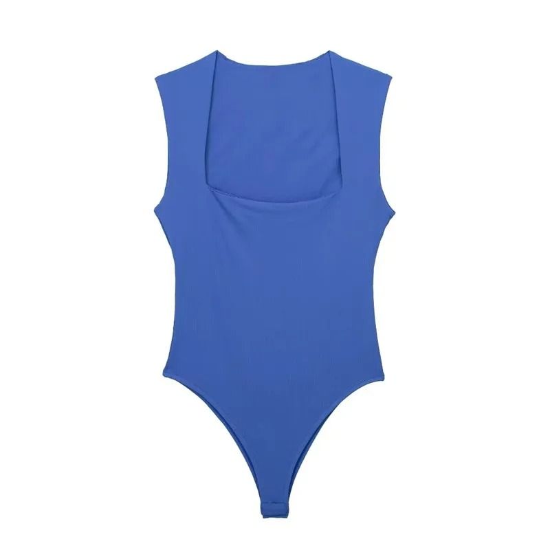 Women Square Neck Sleeveless Bodysuit Bodycon Summer Top 7