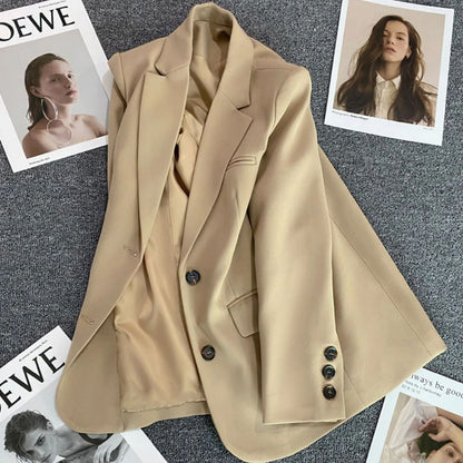 Korean Fashion Loose Boyfriend Style Brown Blazer for Women