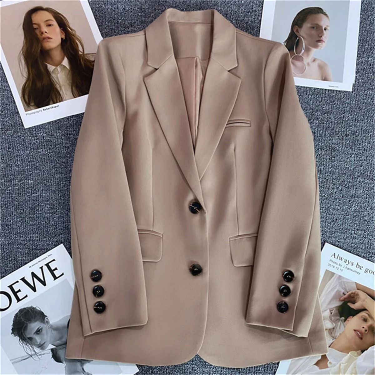 Korean Fashion Loose Boyfriend Style Brown Blazer For Women 1