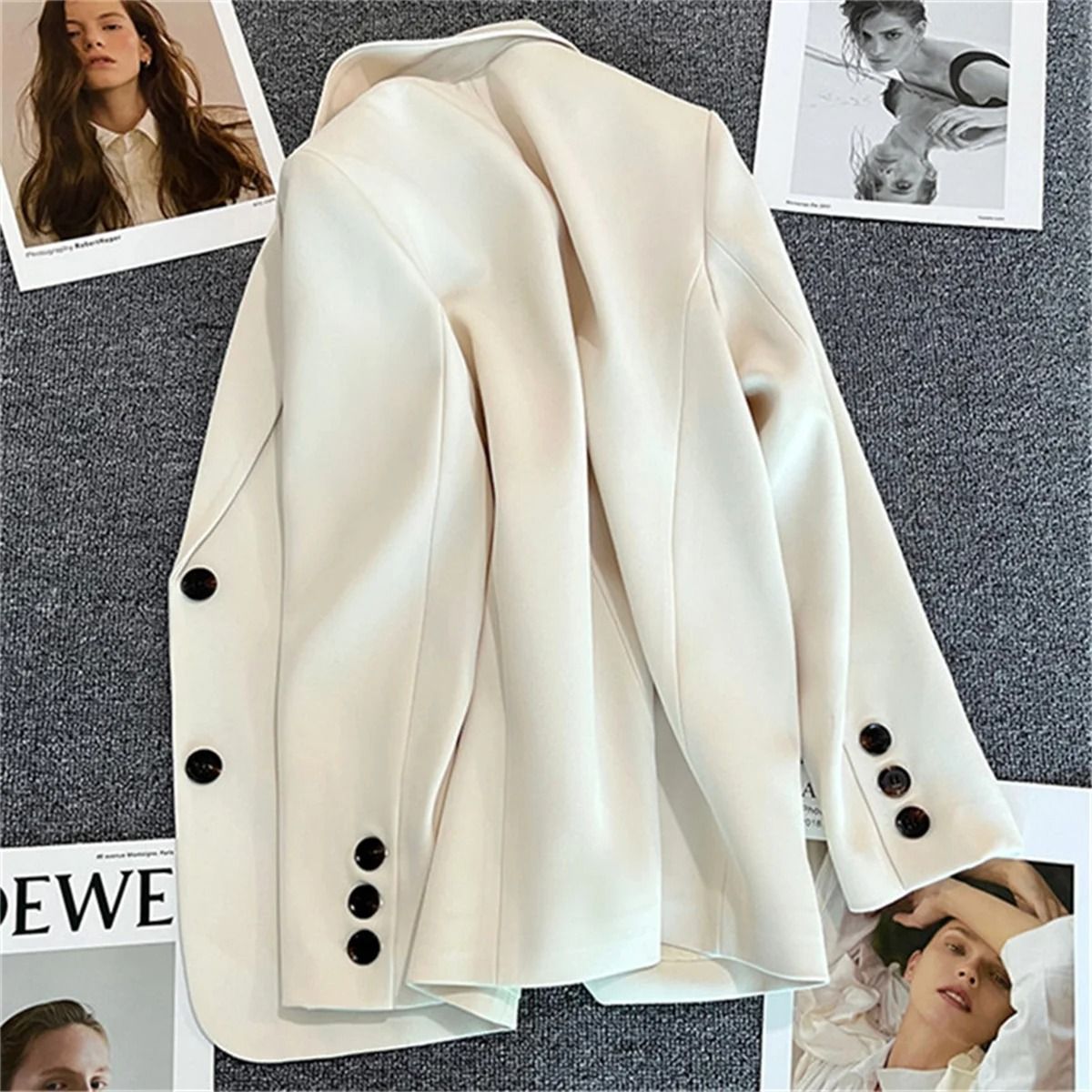 Korean Fashion Loose Boyfriend Style Brown Blazer For Women 2