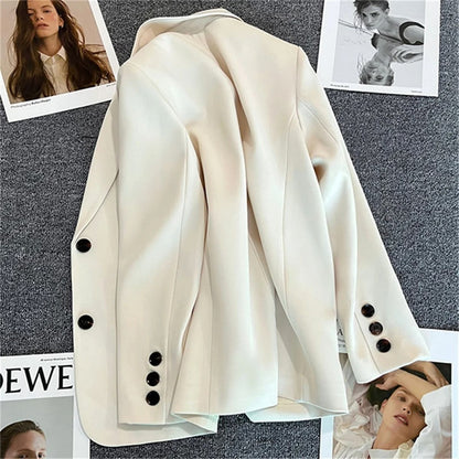 Korean Fashion Loose Boyfriend Style Brown Blazer For Women 2