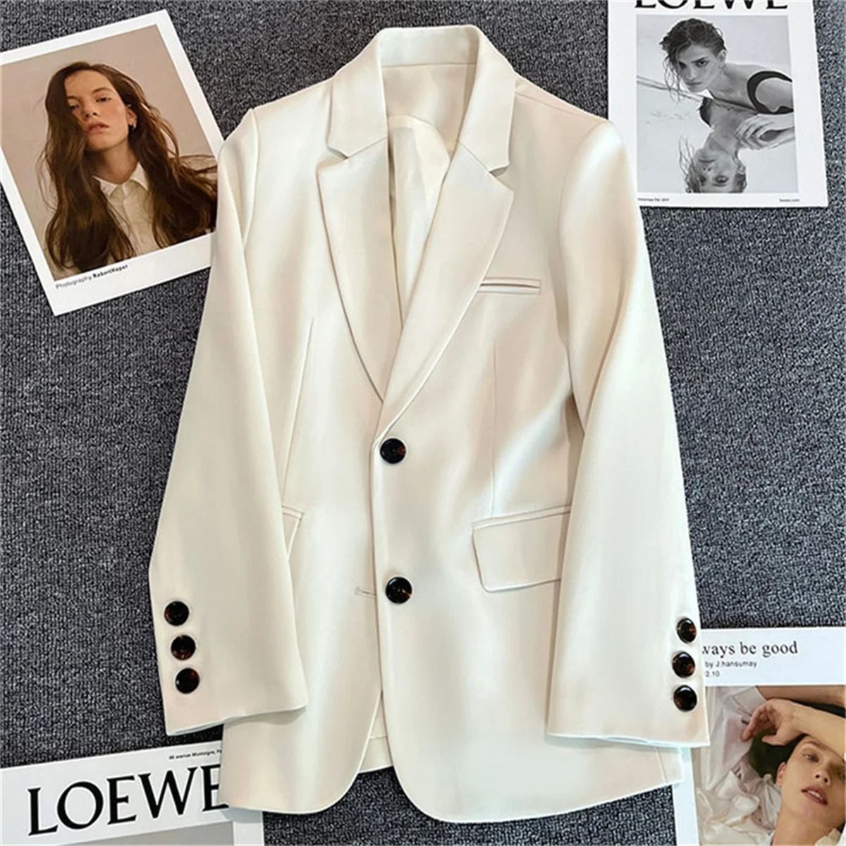 Korean Fashion Loose Boyfriend Style Brown Blazer For Women 7