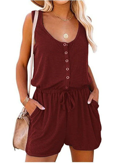 Sleeveless Waist Tie Wide Leg Jumpsuit For Women 11