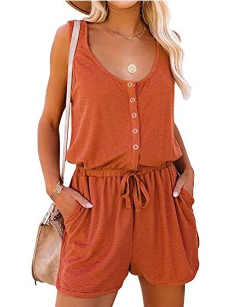 Sleeveless Waist Tie Wide Leg Jumpsuit For Women 3