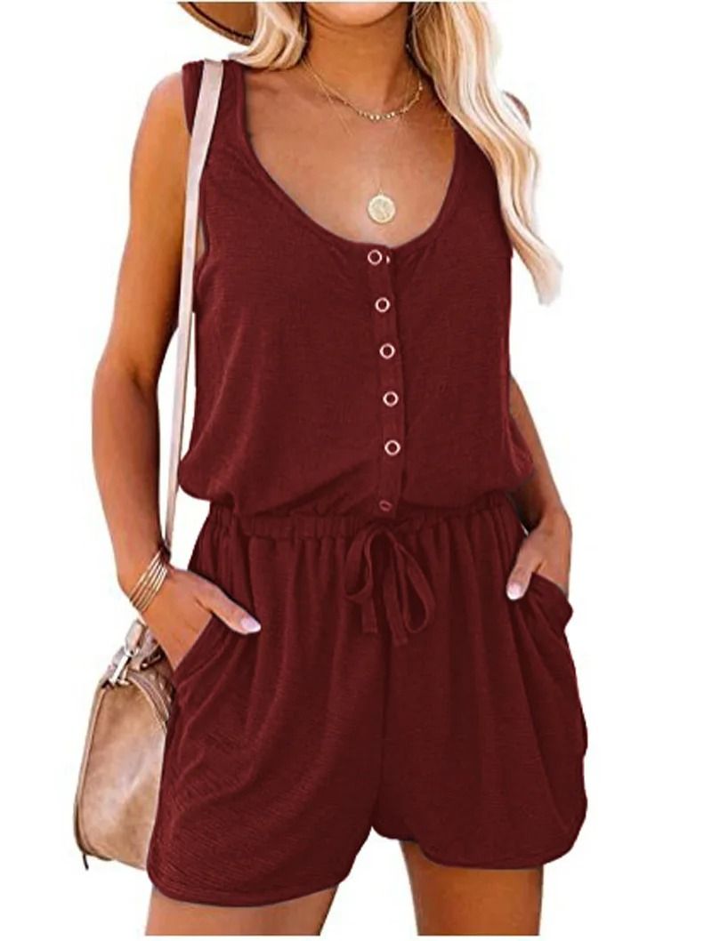 Sleeveless Waist Tie Wide Leg Jumpsuit For Women 4