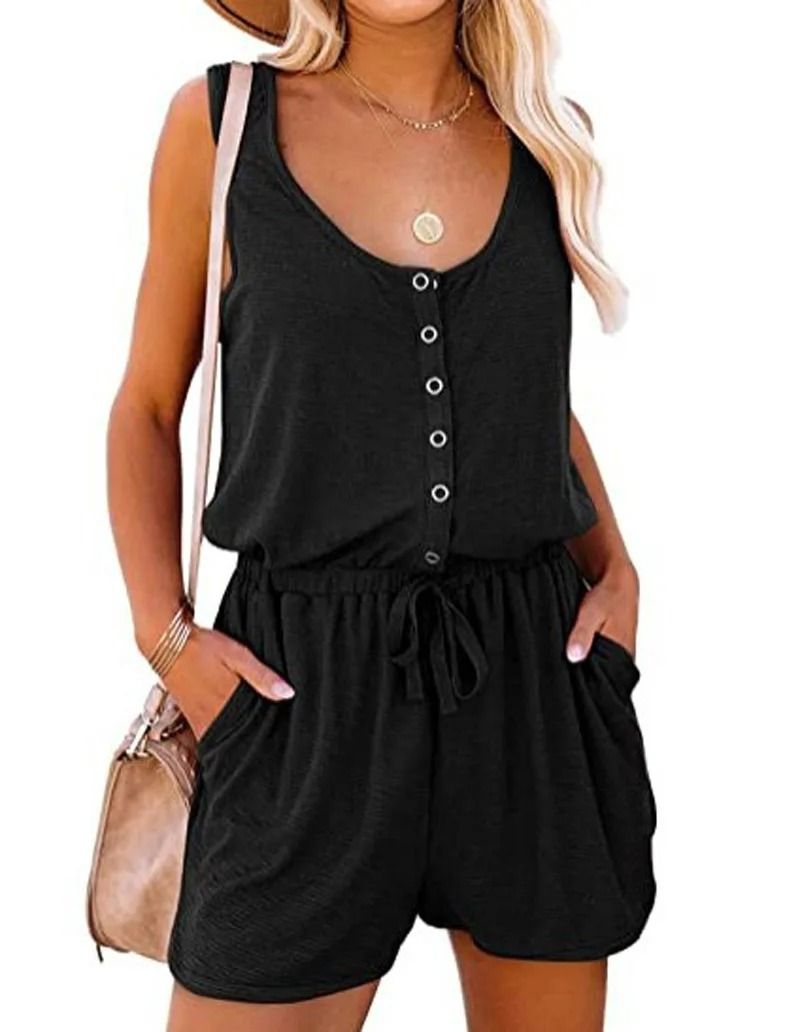 Sleeveless Waist Tie Wide Leg Jumpsuit For Women 5