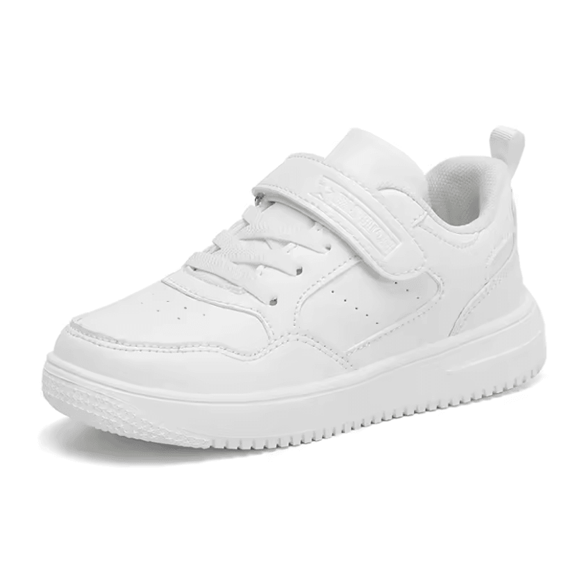Kids Black Leather Lightweight NonSlip Sneakers 2