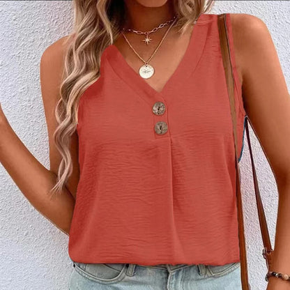 Womens V Neck Sleeveless Tank Vest Top Summer Casual Plus Size Blouse 2