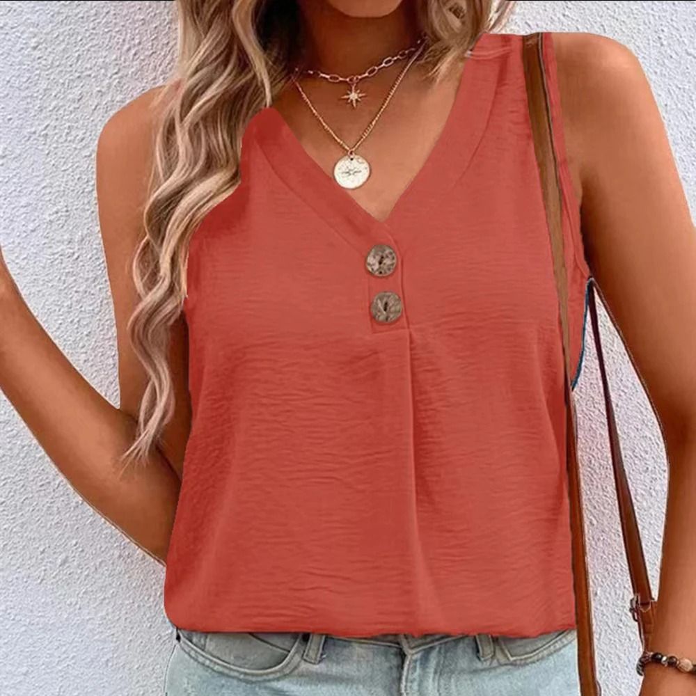 Womens V Neck Sleeveless Tank Vest Top Summer Casual Plus Size Blouse 9