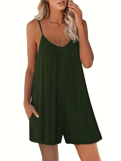 Womens Summer Casual Loose Pocket Strap Jumpsuit 5