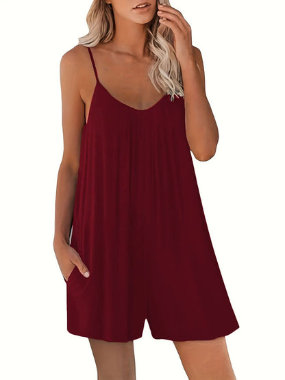 Womens Summer Casual Loose Pocket Strap Jumpsuit 6