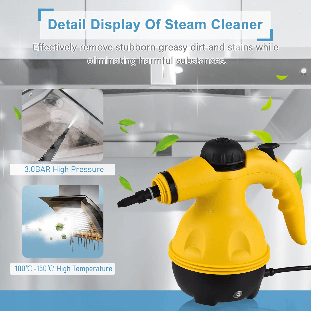 HighTemp Handheld Steam Cleaner For Kitchen Bathroom And Car 5