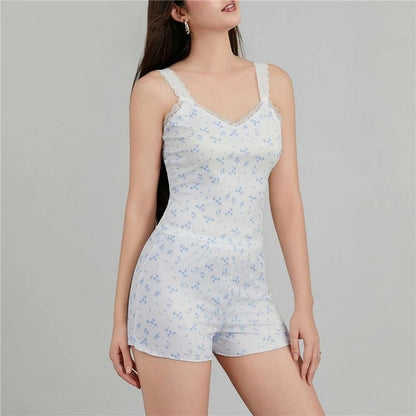 Lace Trim Camisole  Shorts Pajama Set For Women 2