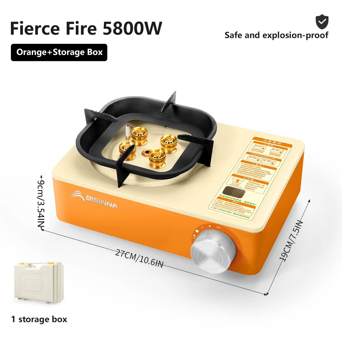 BISINNA 5800W HighFirepower Outdoor Cassette Burner Stove 6