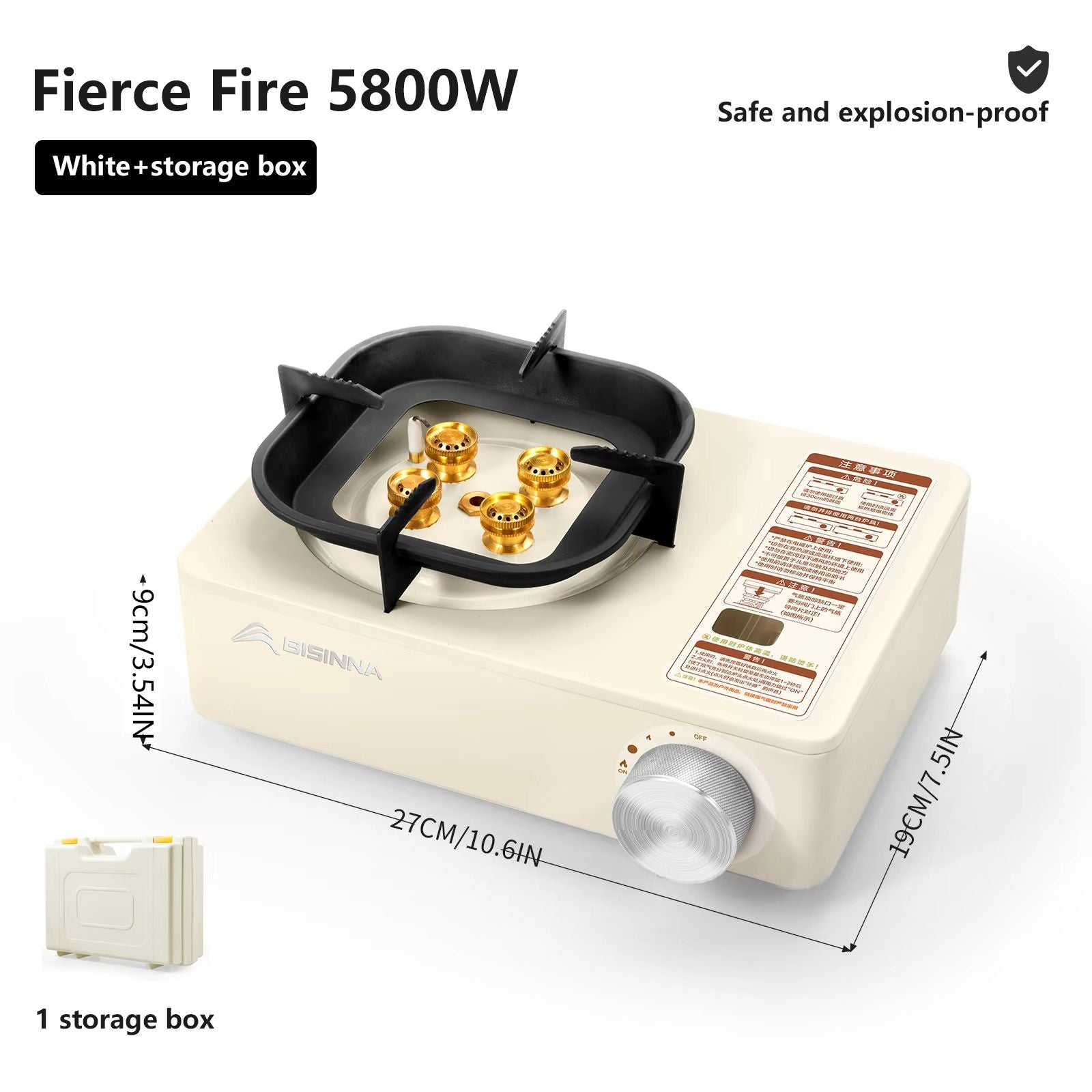 BISINNA 5800W HighFirepower Outdoor Cassette Burner Stove 7