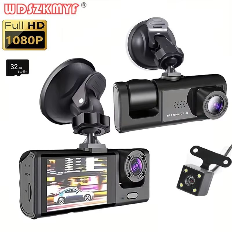 1080P Dual/Triple Lens Car Dash Cam with Night Vision & Optional Rear Camera
