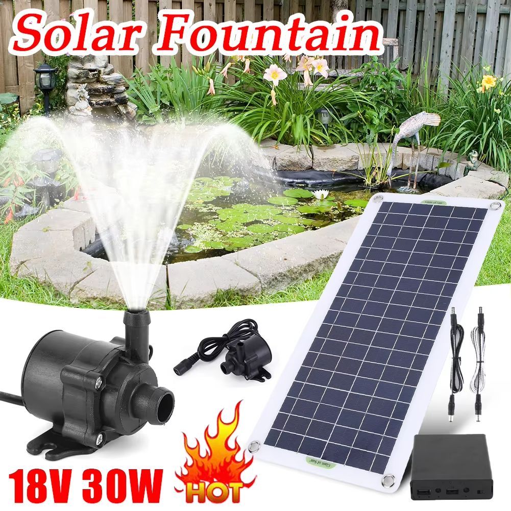 50W 800L/H DC 12V Low Noise Brushless Solar Water Pump Kit for Outdoor Fountain, Pond, Pool & Bird Bath
