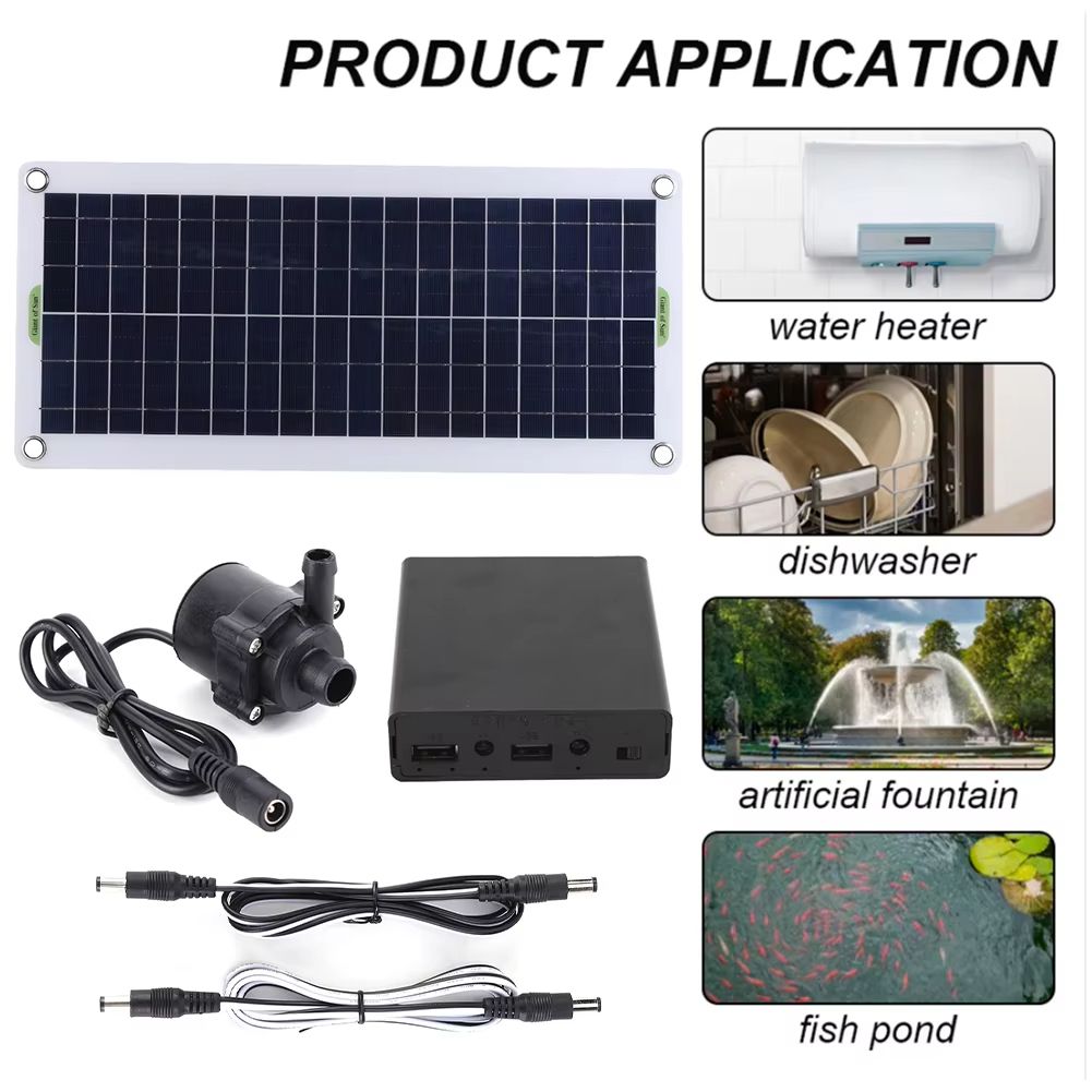 50W 800LH DC 12V Low Noise Brushless Solar Water Pump Kit For Outdoor Fountain Pond Pool  Bird Bath 4