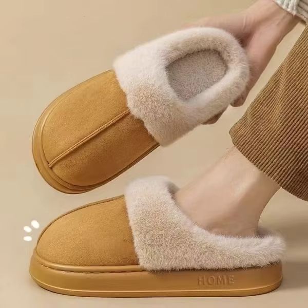 Women Fluffy Winter Indoor Slippers EVA Thick Sole AntiSlip Warm Unisex Home Shoes 1