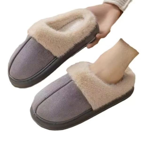 Women Fluffy Winter Indoor Slippers EVA Thick Sole AntiSlip Warm Unisex Home Shoes 4