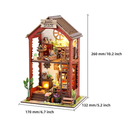 DIY Book Nook Kit Wooden Dollhouse Building Set LED Bookshelf Insert Miniature House Bookend 8