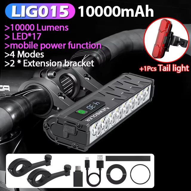NEWBOLER 10000 Lumen USB Rechargeable Waterproof Bicycle Headlight With 10000mAh Battery For MTB Ro 13