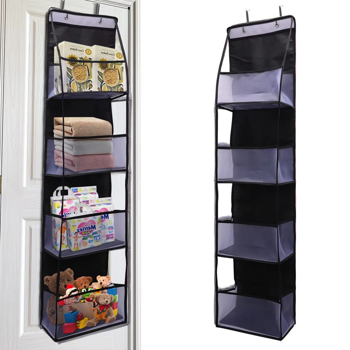 4 6 Layer Over The Door Hanging Storage Organizer Cosmetics Wall Organizer For Bathroom Closet Bedr 14