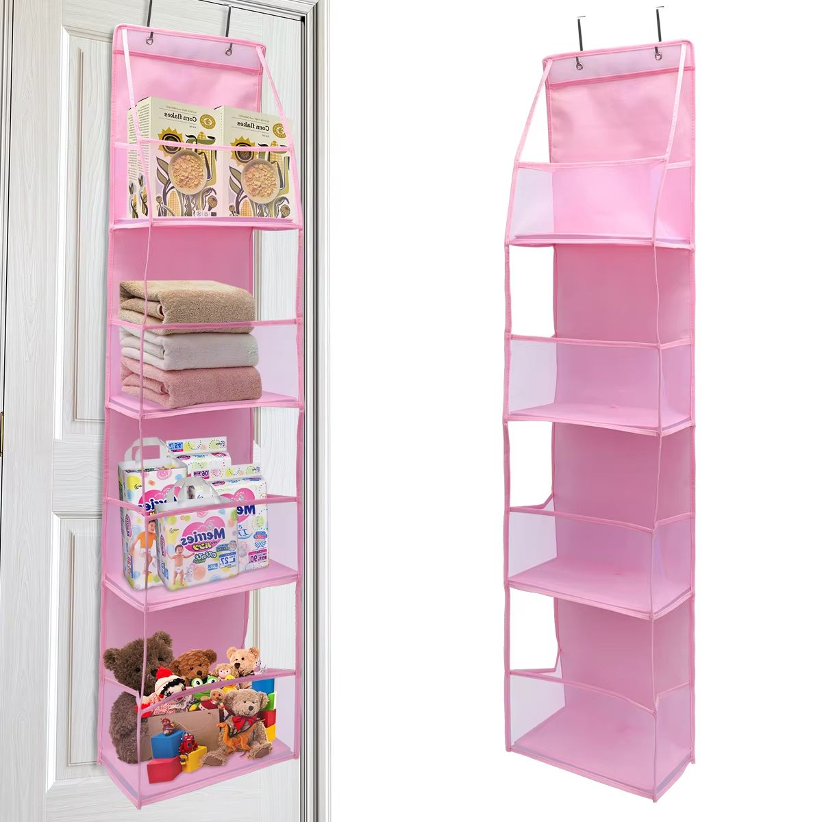 4 6 Layer Over The Door Hanging Storage Organizer Cosmetics Wall Organizer For Bathroom Closet Bedr 16