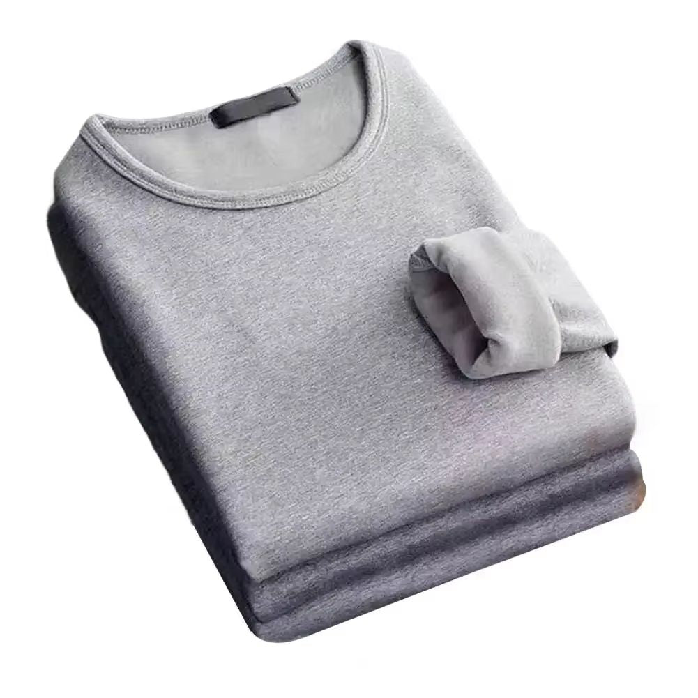 Men Winter Thermal Undershirt Fleece Lined Long Sleeve Round Neck Base Layer Warm Padded Top 7