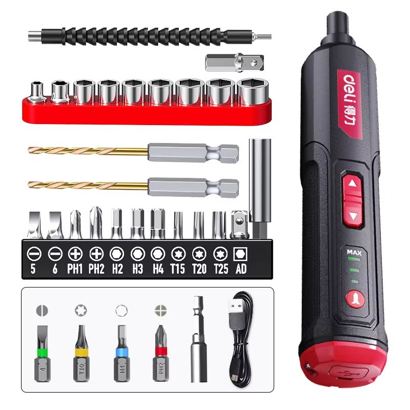 DELI Cordless Electric Screwdriver Set 4V 2000mAh Torque Adjustment MultiFunction Power Drill Repai 11
