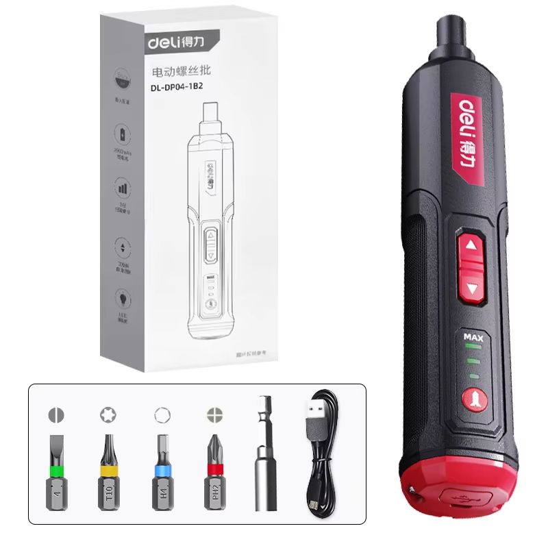 DELI Cordless Electric Screwdriver Set 4V 2000mAh Torque Adjustment MultiFunction Power Drill Repai 8