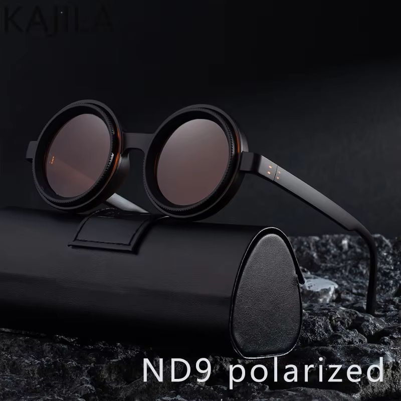 Polarized Small Frame Steampunk Round Sunglasses Adjustable Dimming UV400 Light Reducing Eyewear for Men