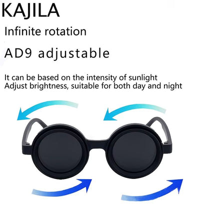 Polarized Small Frame Steampunk Round Sunglasses Adjustable Dimming UV400 Light Reducing Eyewear Fo 3