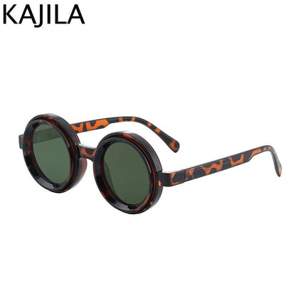 Polarized Small Frame Steampunk Round Sunglasses Adjustable Dimming UV400 Light Reducing Eyewear Fo 7