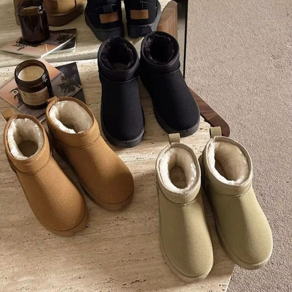 Women Winter Platform Ankle Boots Warm Leather Fur Lined Ultra Mini Booties 5