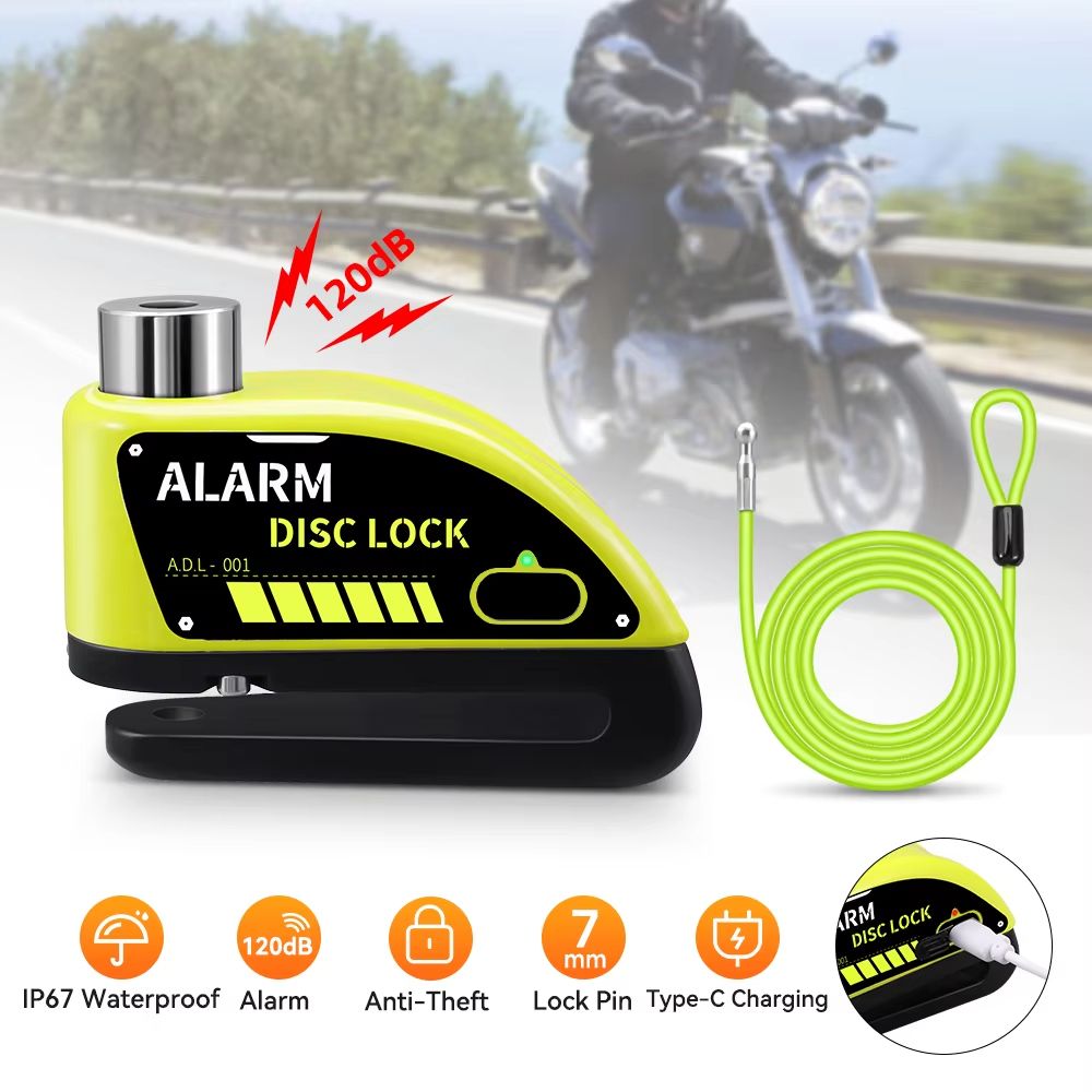 Motorcycle Alarm Disc Brake Lock – 110dB Waterproof Anti-Theft Padlock