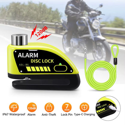 Motorcycle Alarm Disc Brake Lock – 110dB Waterproof Anti-Theft Padlock