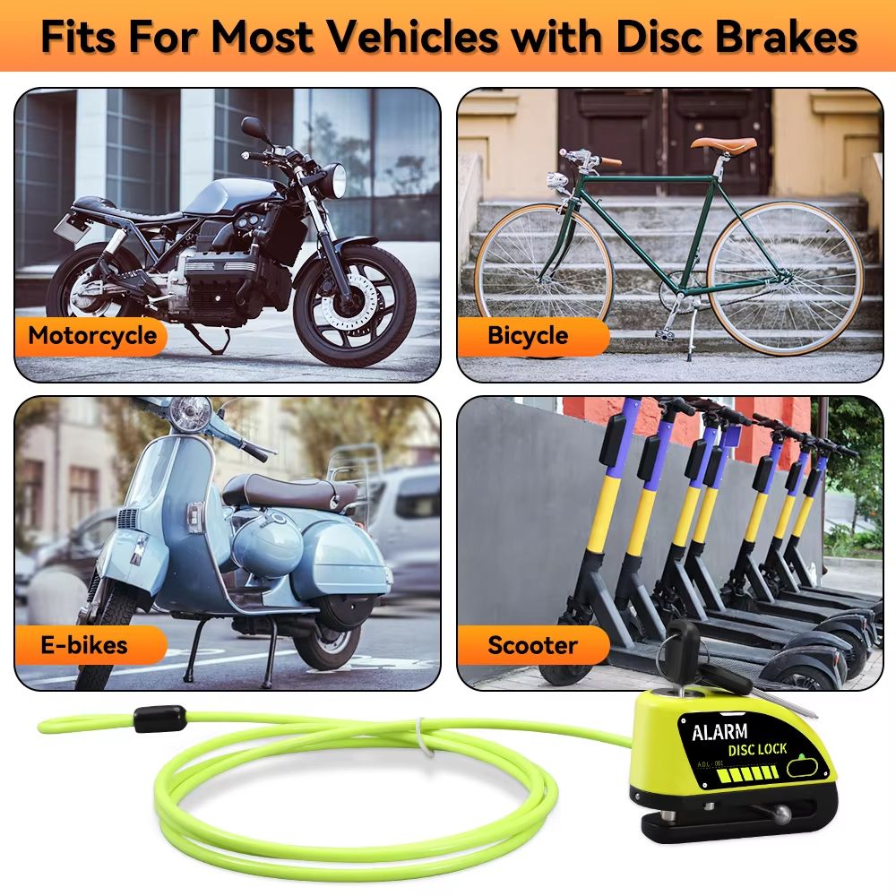 Motorcycle Alarm Disc Brake Lock  110dB Waterproof AntiTheft Padlock 4