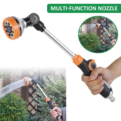 18.50 in Garden Water Sprayer Nozzle – Long Rod High Pressure with 8 Spray Modes