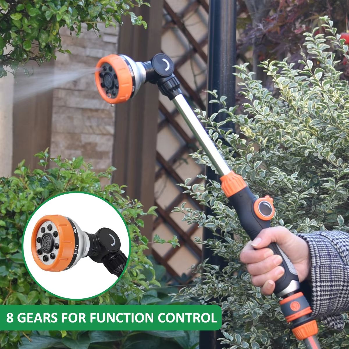 47cm Garden Water Sprayer Nozzle  Long Rod High Pressure With 8 Spray Modes 1