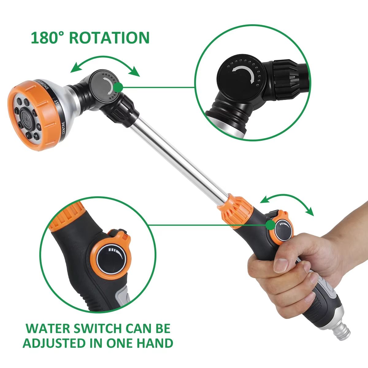 47cm Garden Water Sprayer Nozzle  Long Rod High Pressure With 8 Spray Modes 5