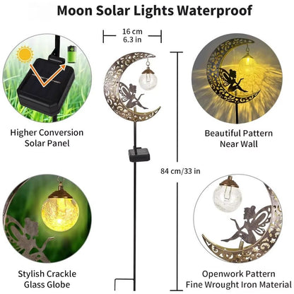 Solar Fairy Moon Garden Statue  Outdoor Light Stake For Patio  Yard 3