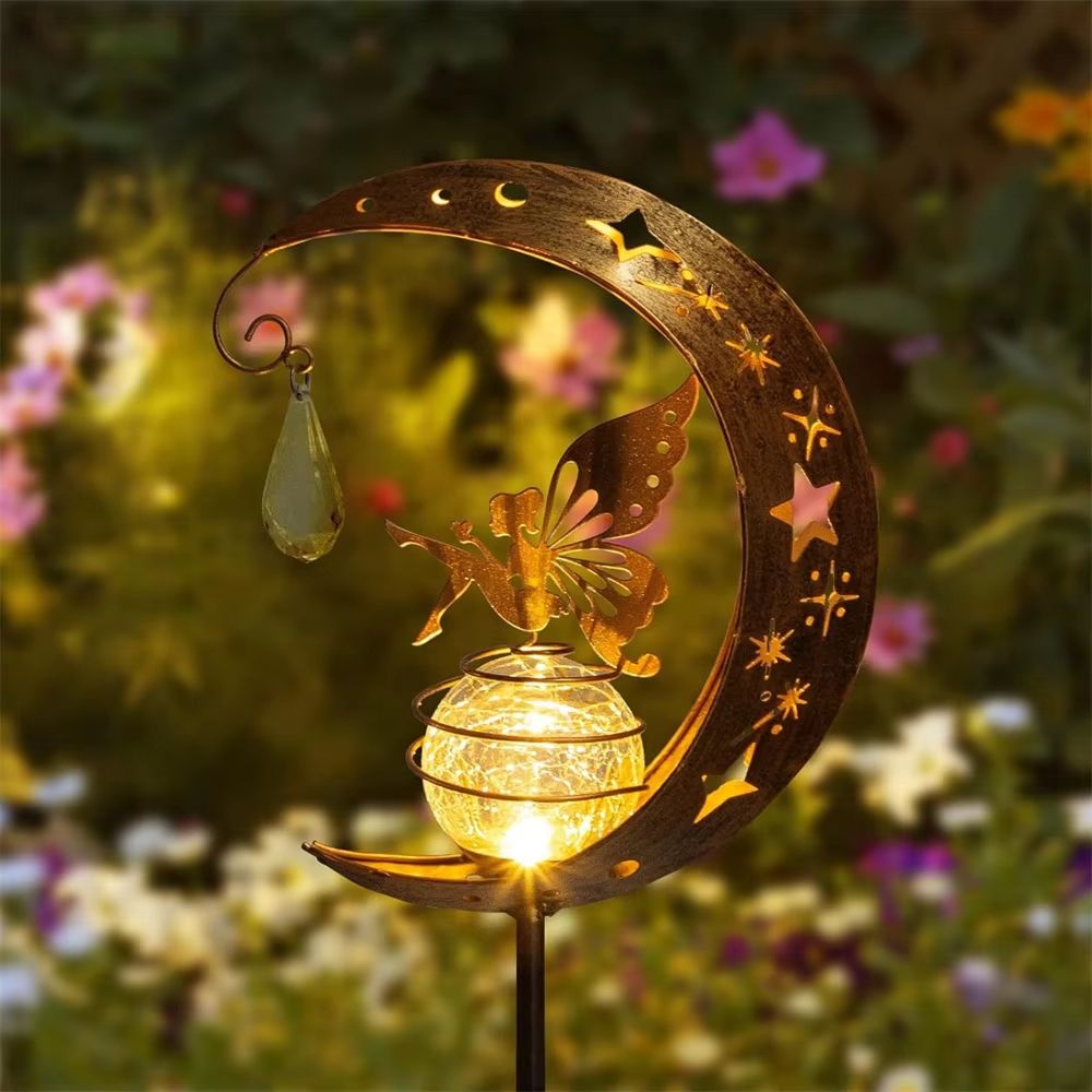 Solar Fairy Moon Garden Statue  Outdoor Light Stake For Patio  Yard 6