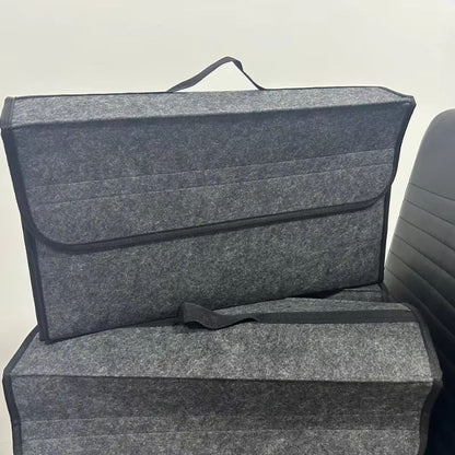 Gray Felt Car Trunk Organizer  AntiSlip Storage Box With Compartments 1